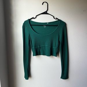 PacSun Forest Green Corset Style Cropped Long Sleeve